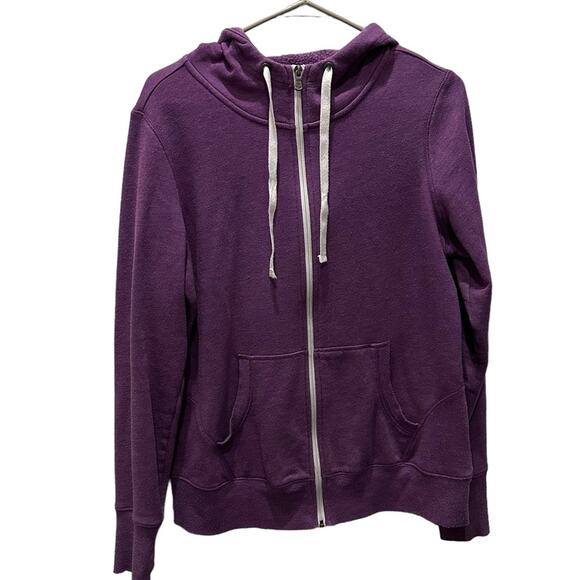 Tek gear drawstring hoody sweatshirt zip front  size large purple - Picture 1 of 7